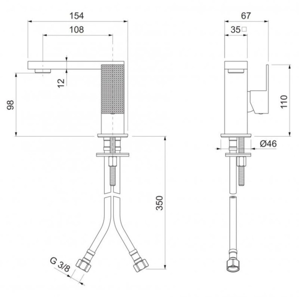 Смеситель для раковины Cezares Prizma PRIZMA-LSM2-03/24-W0